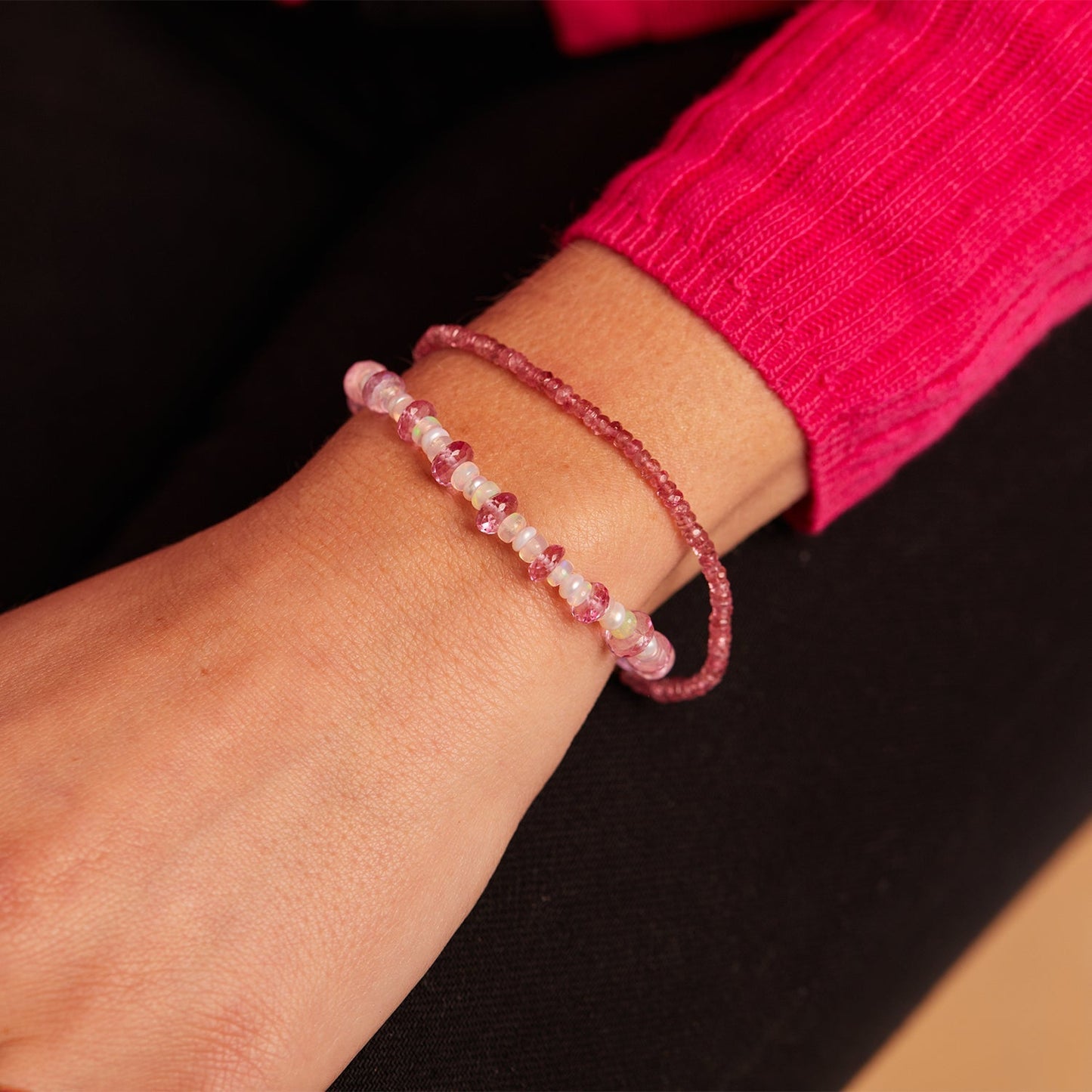 Pink Sapphire Beaded Bracelet - Lotus Diamond
