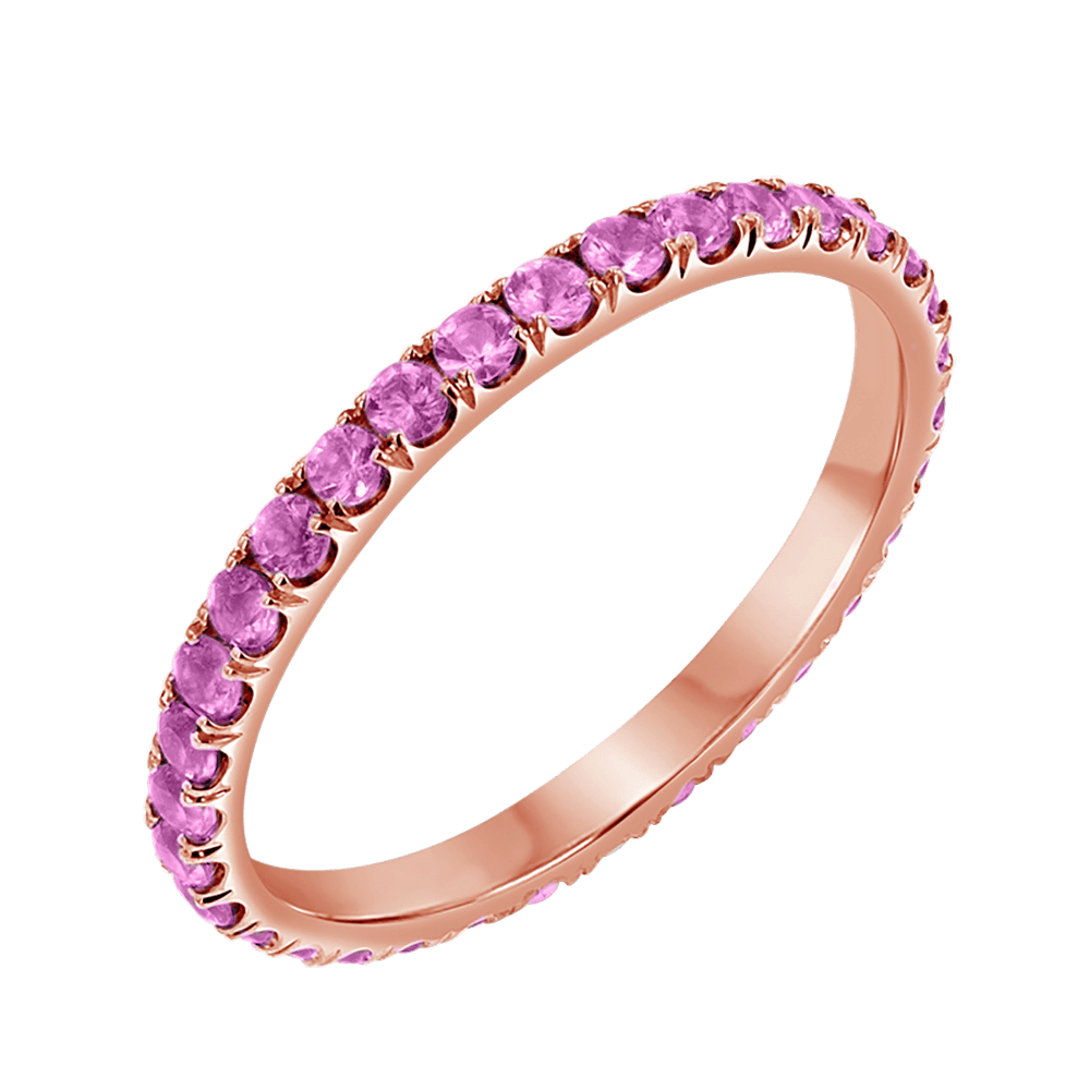 Pink Sapphire U Pave Band - Lotus Diamond