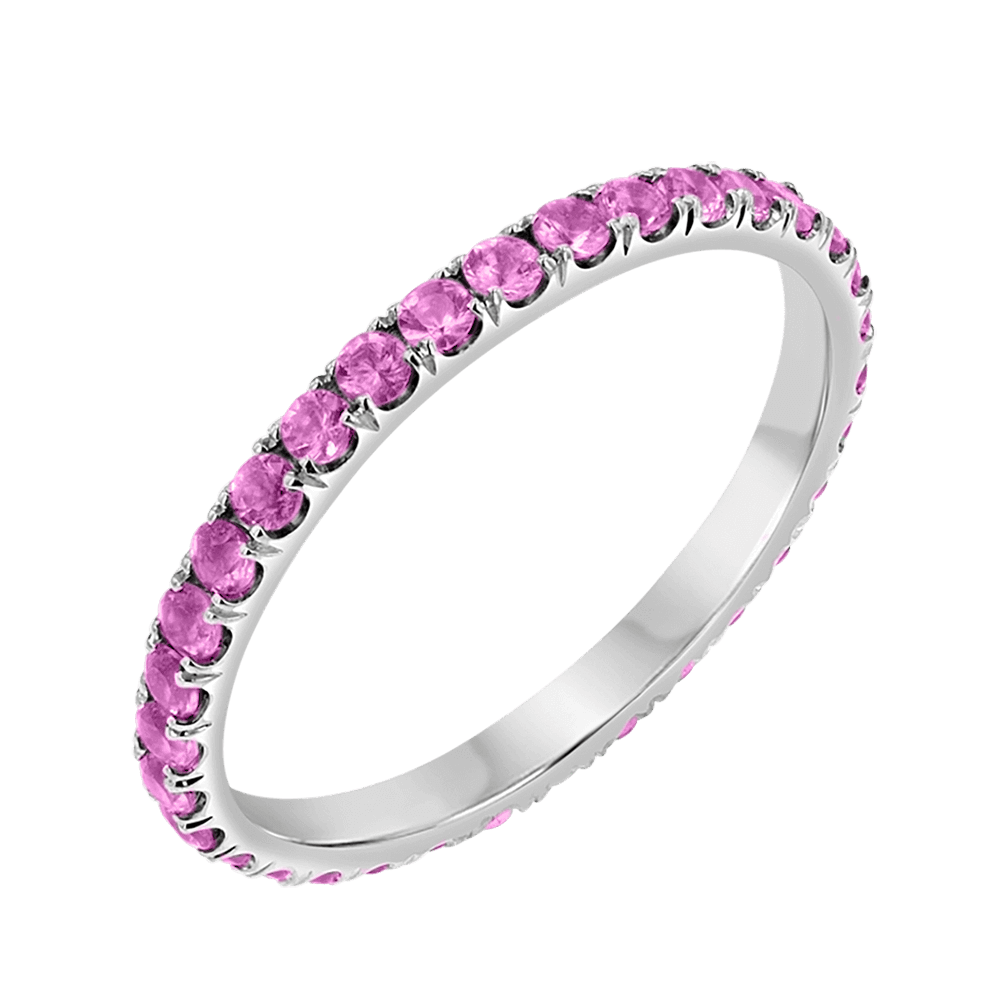 Pink Sapphire U Pave Band - Lotus Diamond