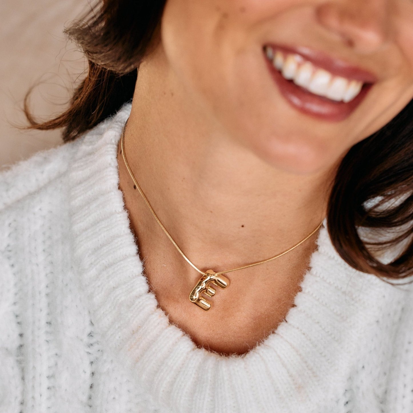 Pippa Bubble Initial Pendant - Lotus Diamond