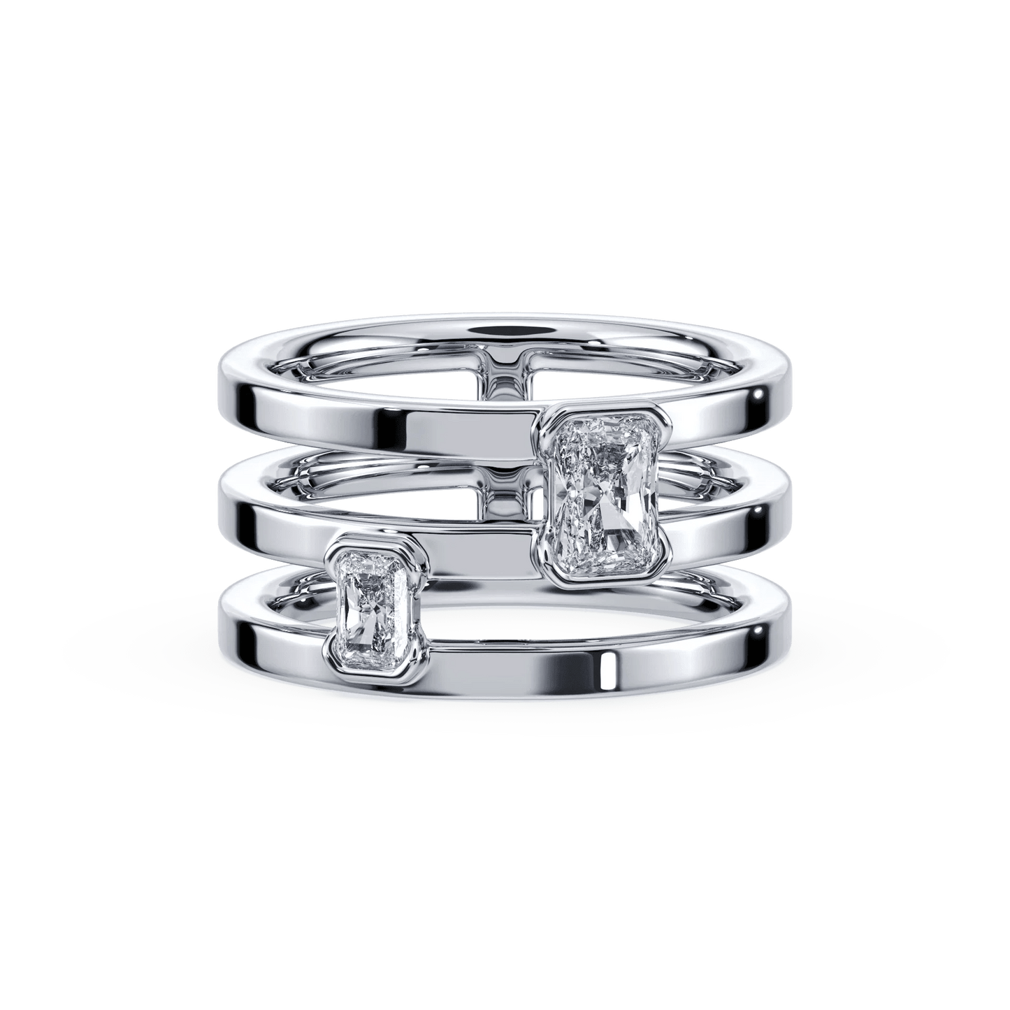 Portrait Toi et Moi Ring Sterling Silver Size 7.0 - Lotus Diamond