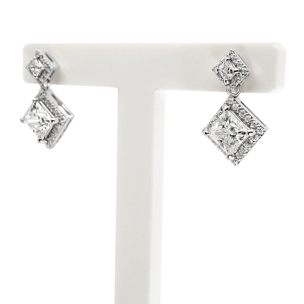 Princess cut 18K earrings setting - Lotus Diamond
