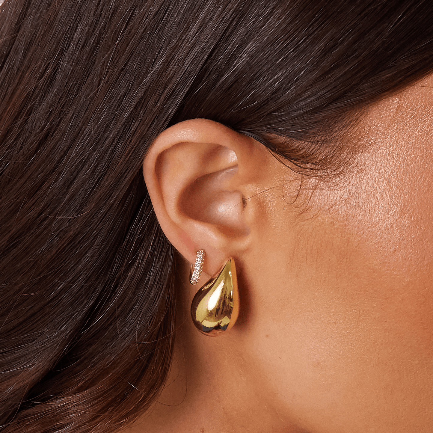 Puff Rain Drop Earrings - Lotus Diamond