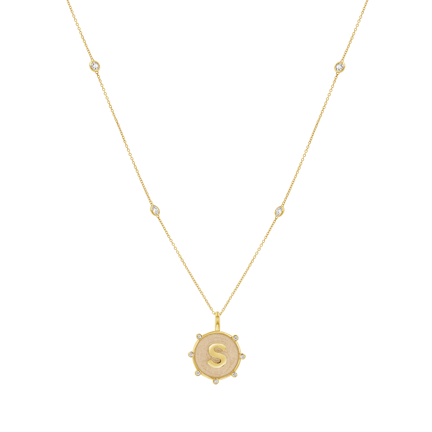 Quad Diamond Bezel Charm Chain - Lotus Diamond