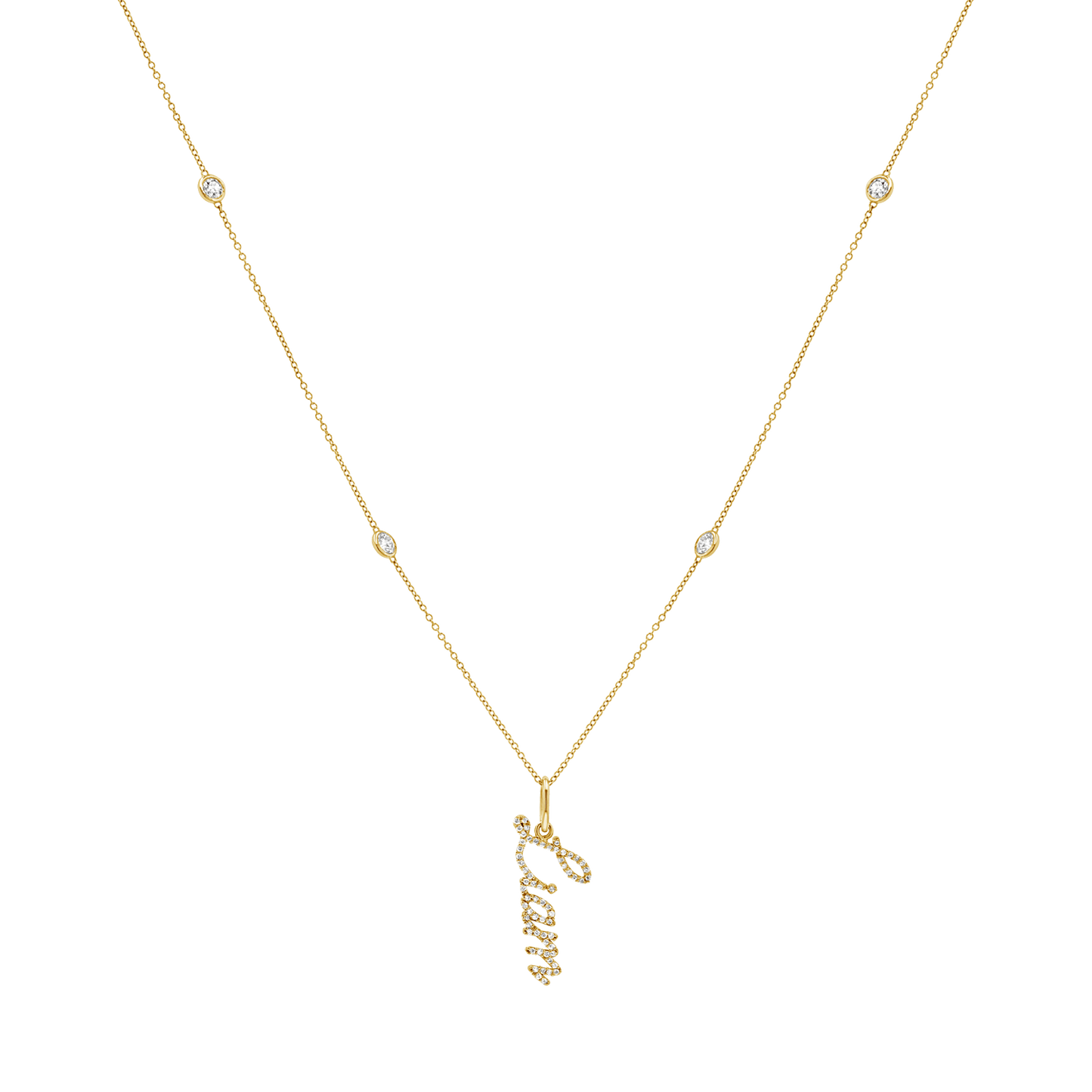 Quad Diamond Bezel Charm Chain - Lotus Diamond