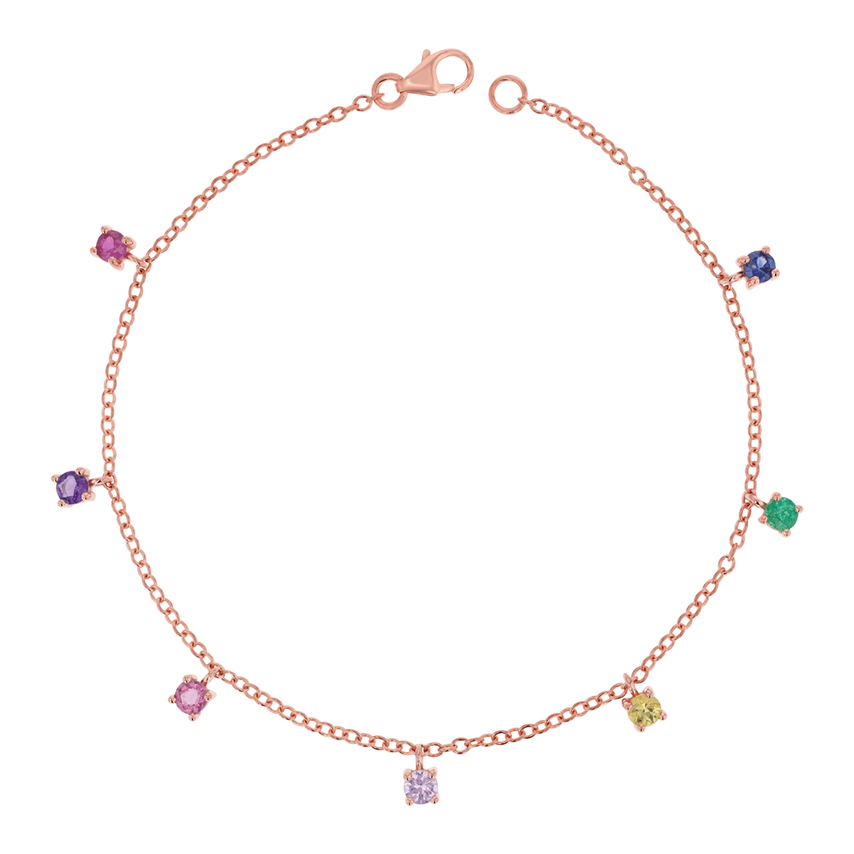 Rainbow Gemstone Drop Bracelet - Lotus Diamond