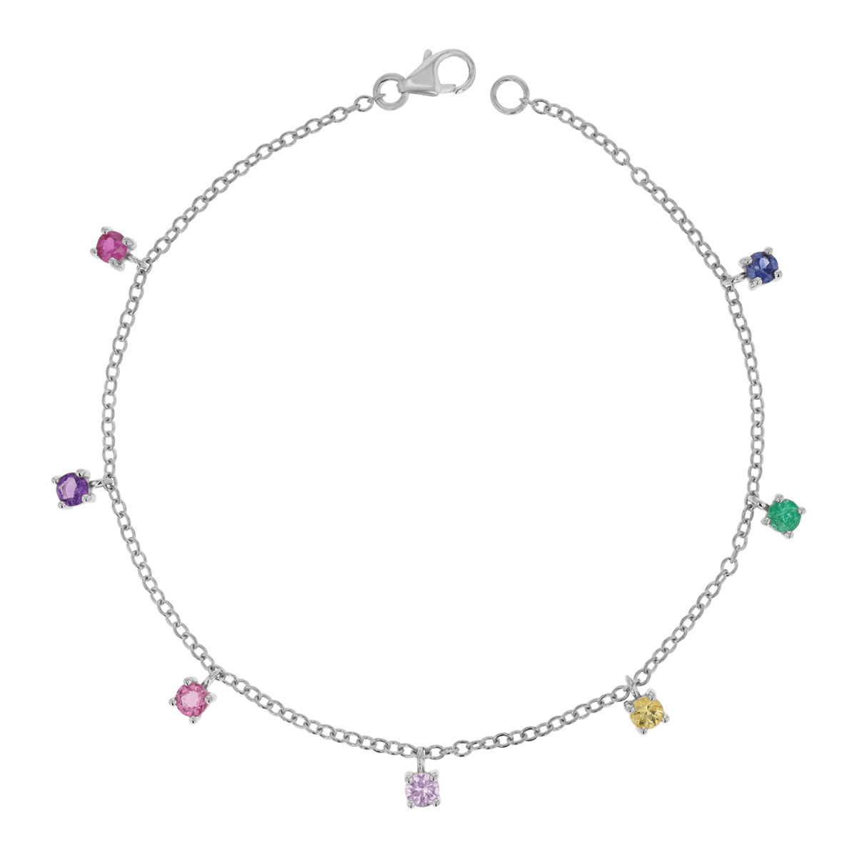 Rainbow Gemstone Drop Bracelet - Lotus Diamond