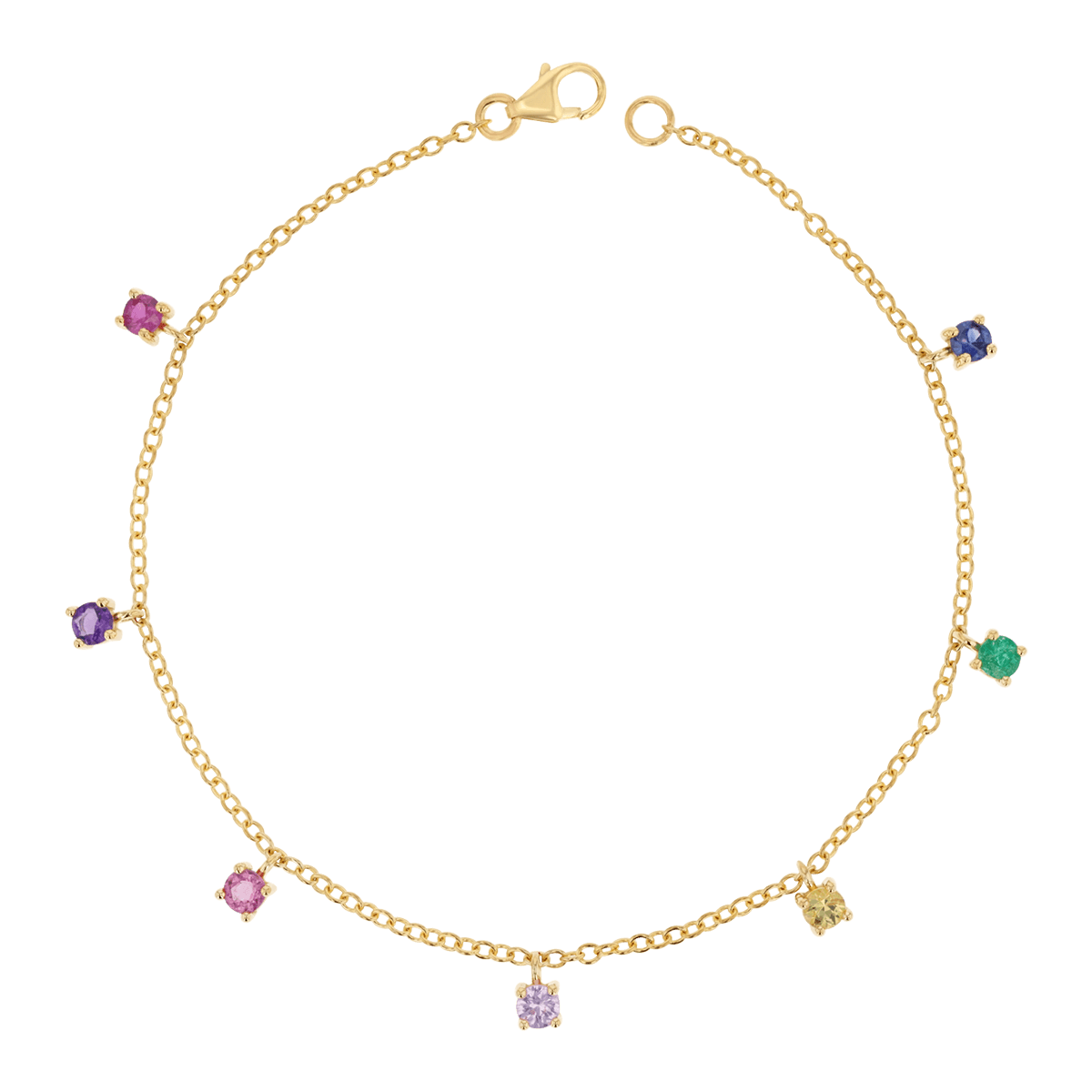 Rainbow Gemstone Drop Bracelet - Lotus Diamond