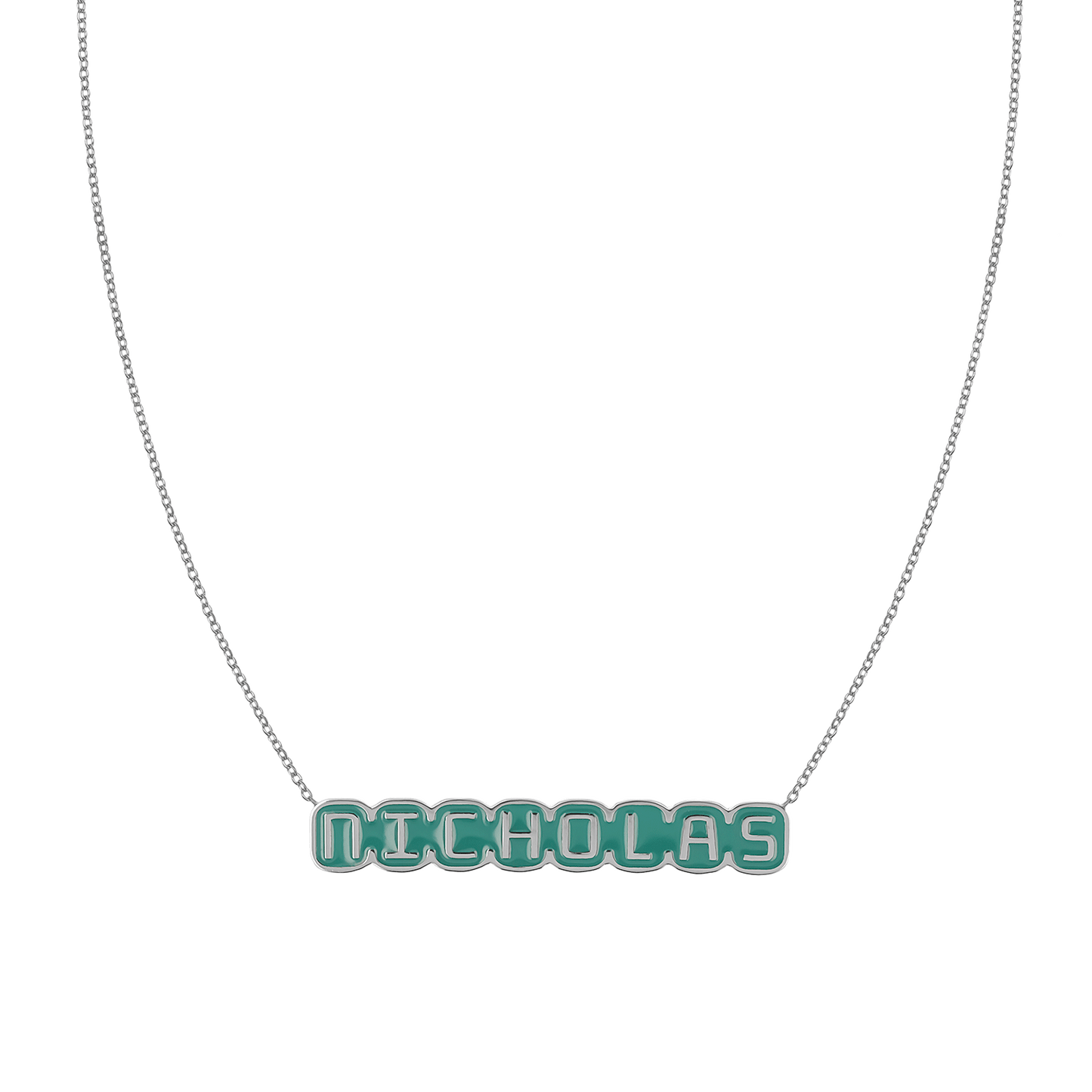 Retro Enamel Name Necklace - Lotus Diamond