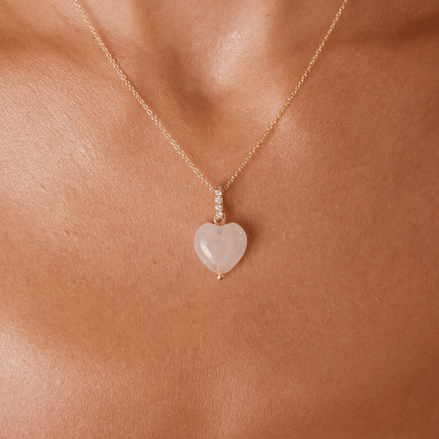 Rose Quartz Heart Charm - Lotus Diamond