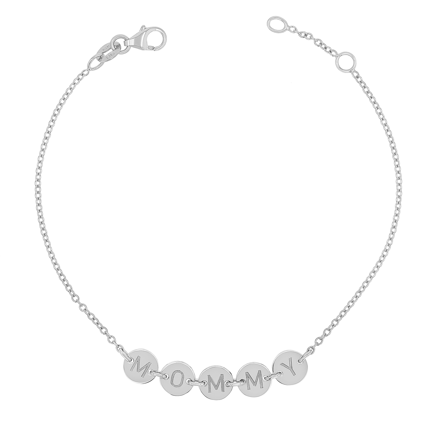 Round Bubble Name Bracelet - Lotus Diamond