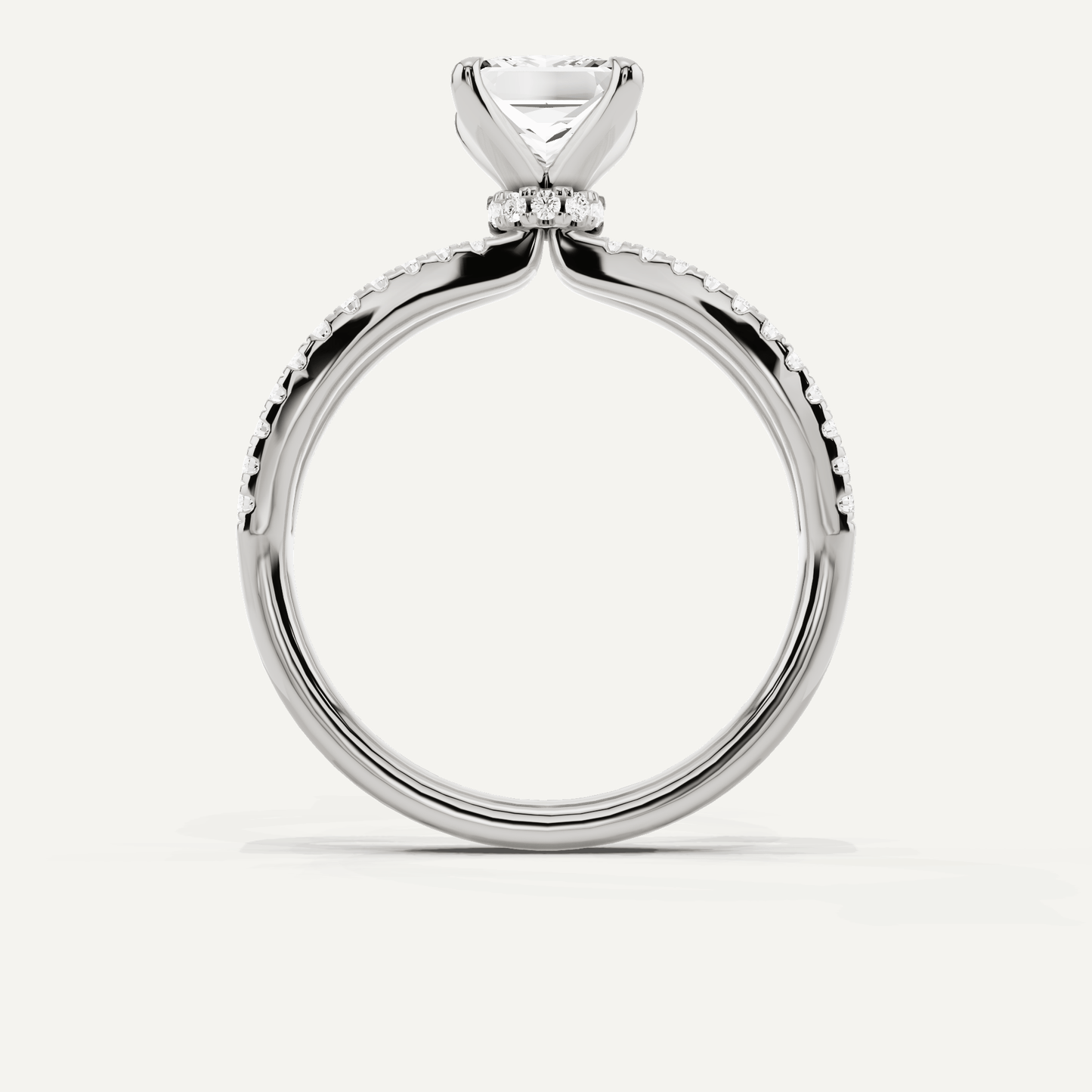 Round Diamond Initial A Pendant with Diamond Accent - Lotus Diamond
