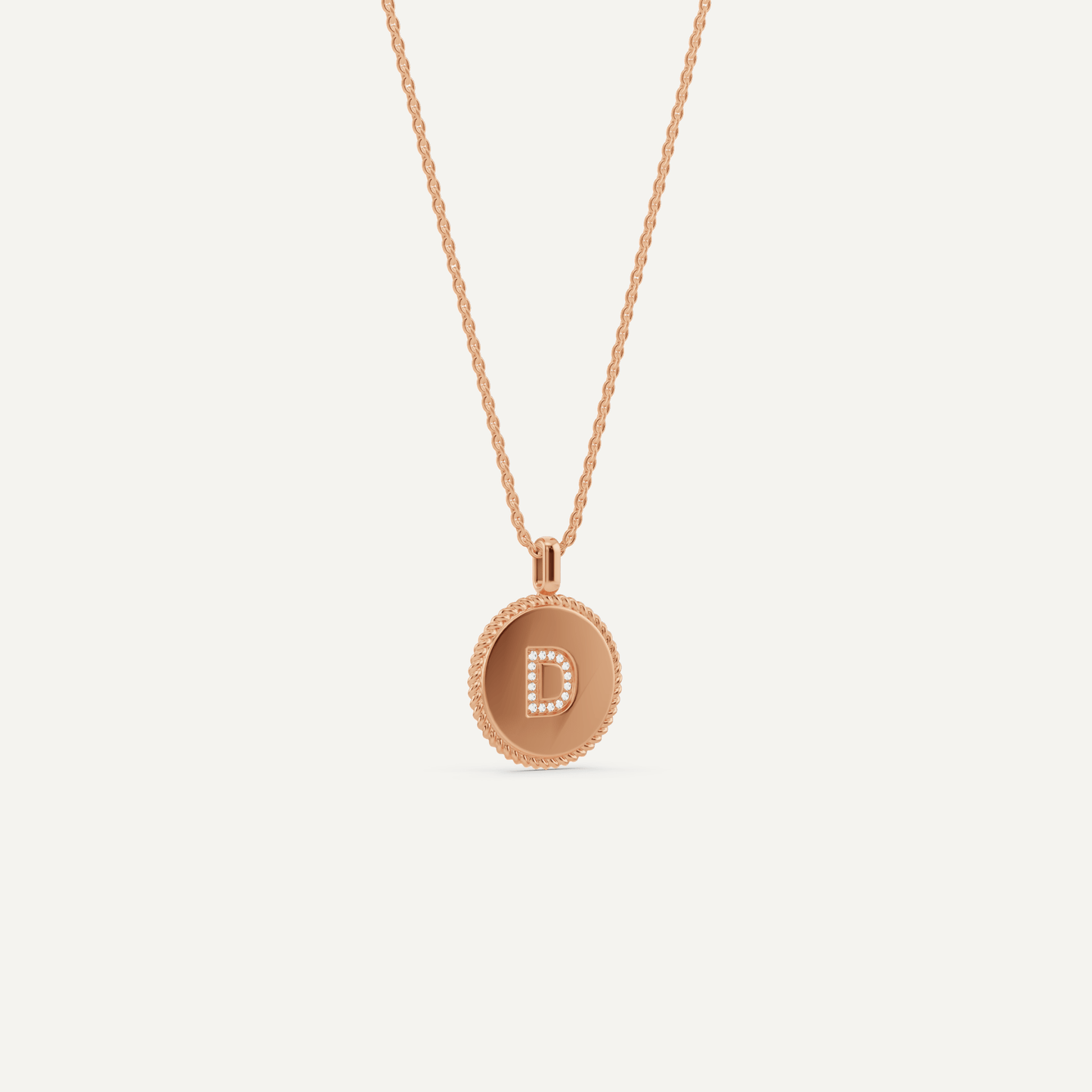 Round Diamond Initial D Pendant with Diamond Accent - Lotus Diamond