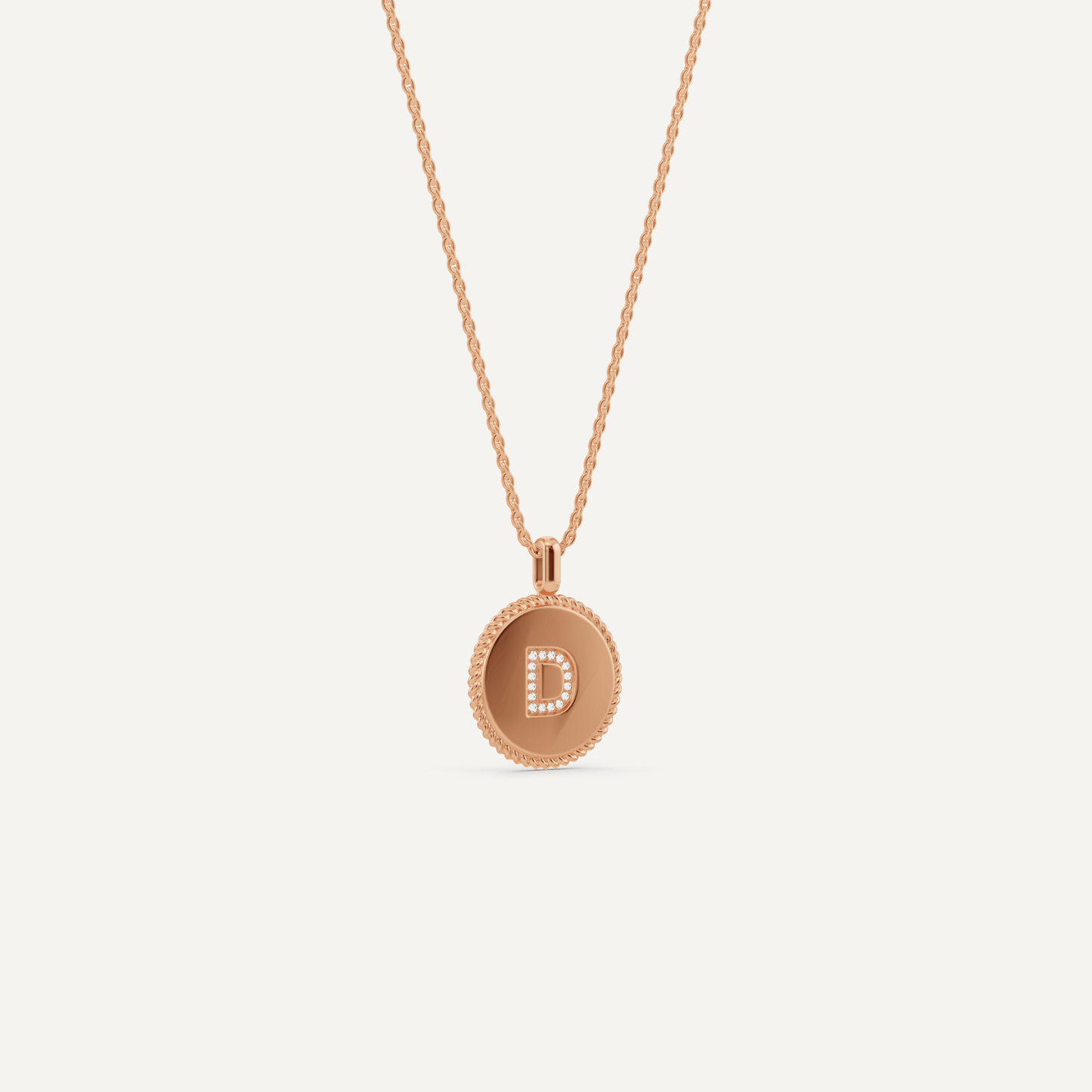 Round Diamond Initial D Pendant with Diamond Accent - Lotus Diamond