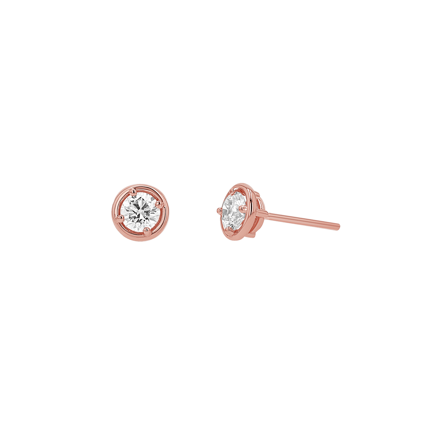 Round Diamond Stud Earrings - Lotus Diamond