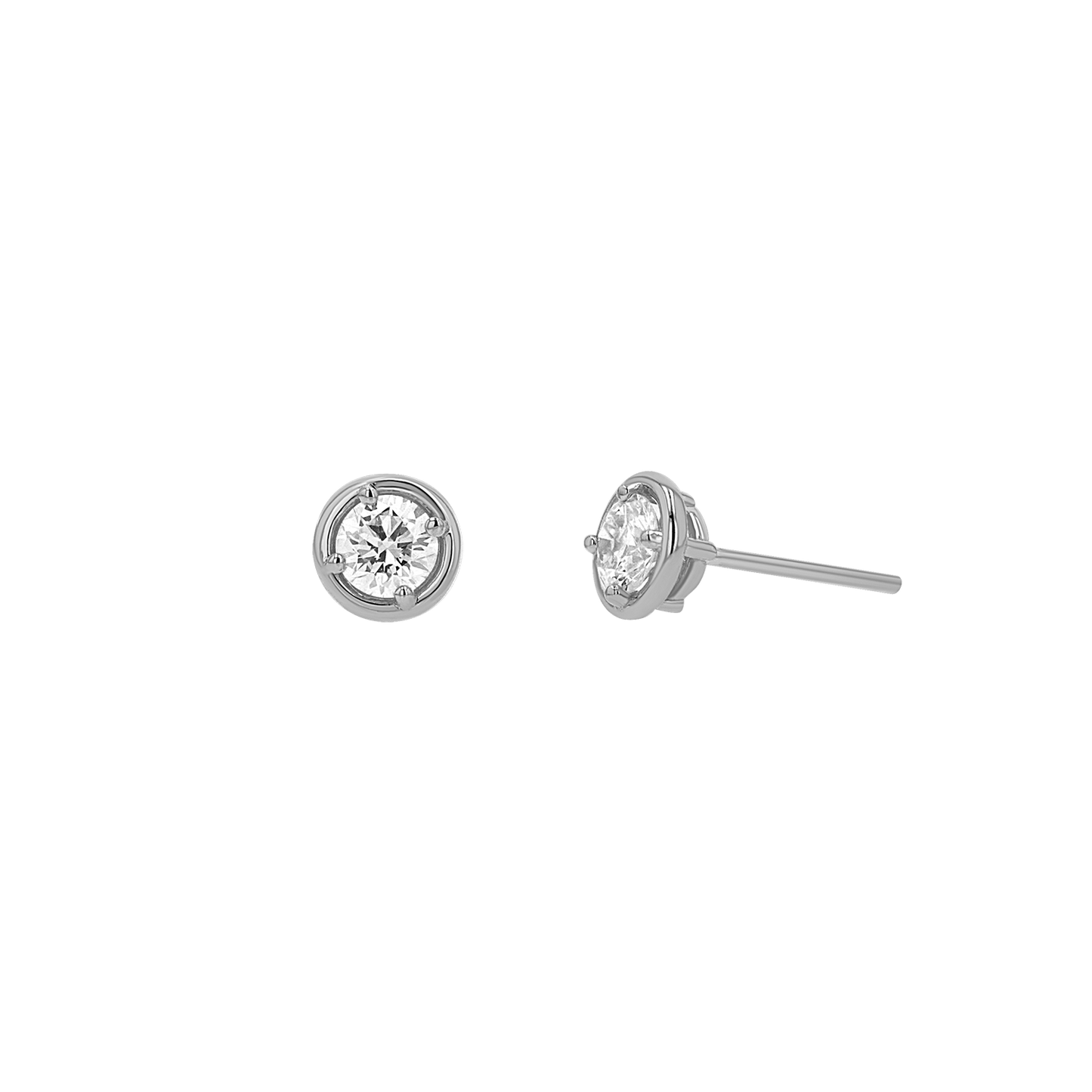 Round Diamond Stud Earrings - Lotus Diamond