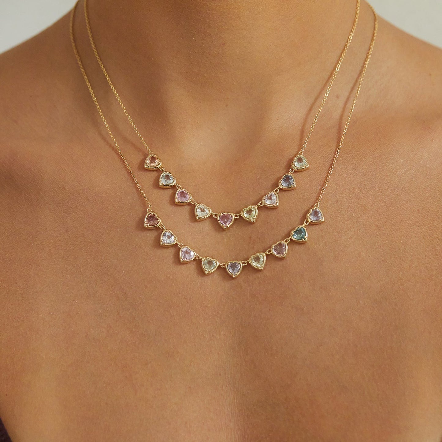 Sapphire Heart Strand Necklace - Lotus Diamond