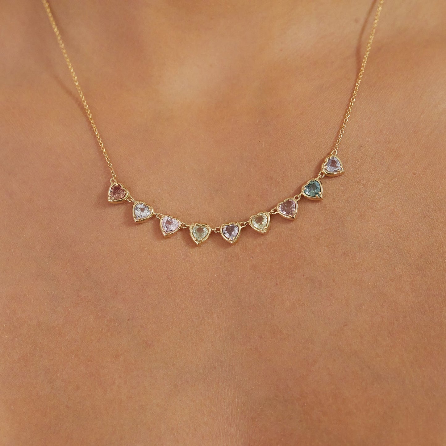 Sapphire Heart Strand Necklace - Lotus Diamond