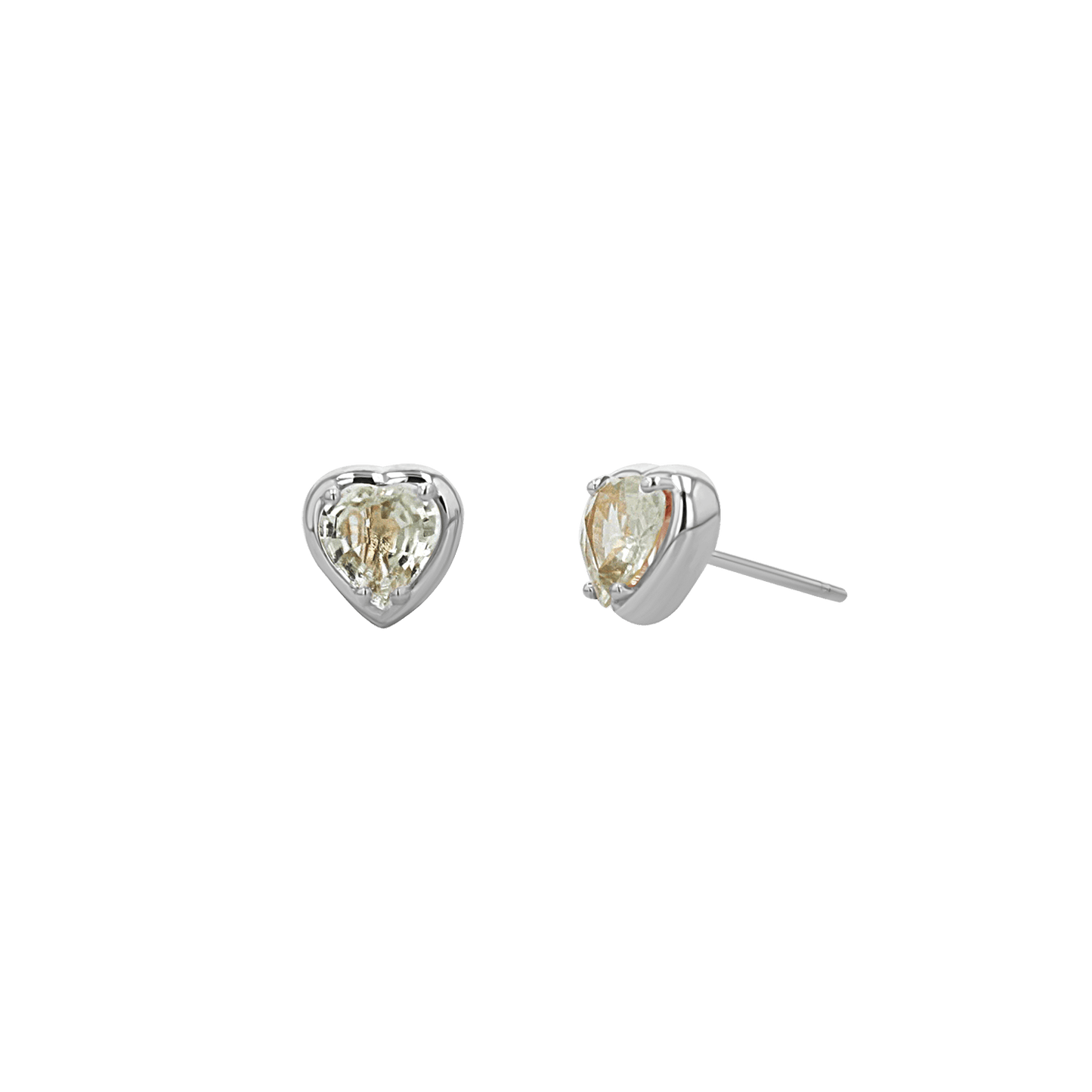 Sapphire Heart Stud Earrings - Lotus Diamond