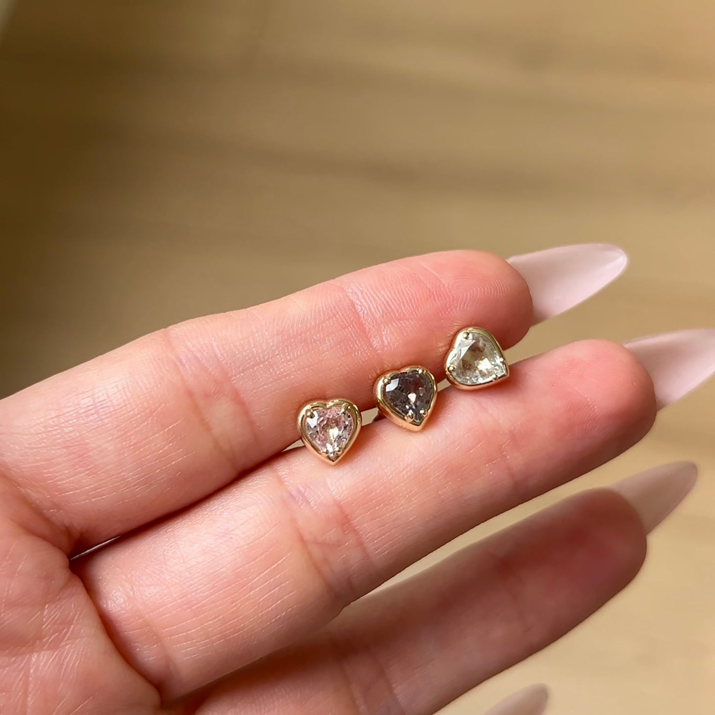 Sapphire Heart Stud Earrings - Lotus Diamond