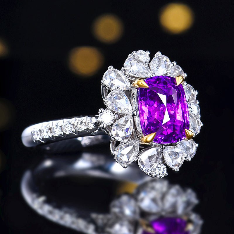 Sapphire Ring/Pendant without burning - Style K - Lotus Diamond