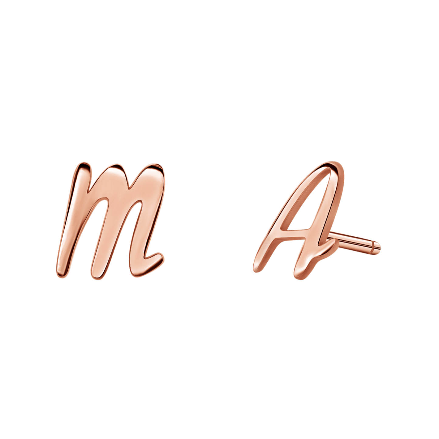 Script Letter Stud Earrings - Lotus Diamond