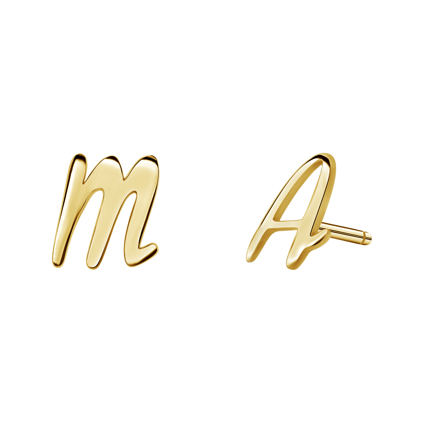 Script Letter Stud Earrings - Lotus Diamond