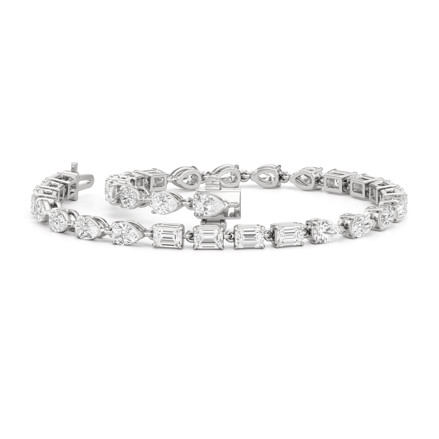 Sequenced Pear and Emerald Tennis Bracelet - Lotus Diamond