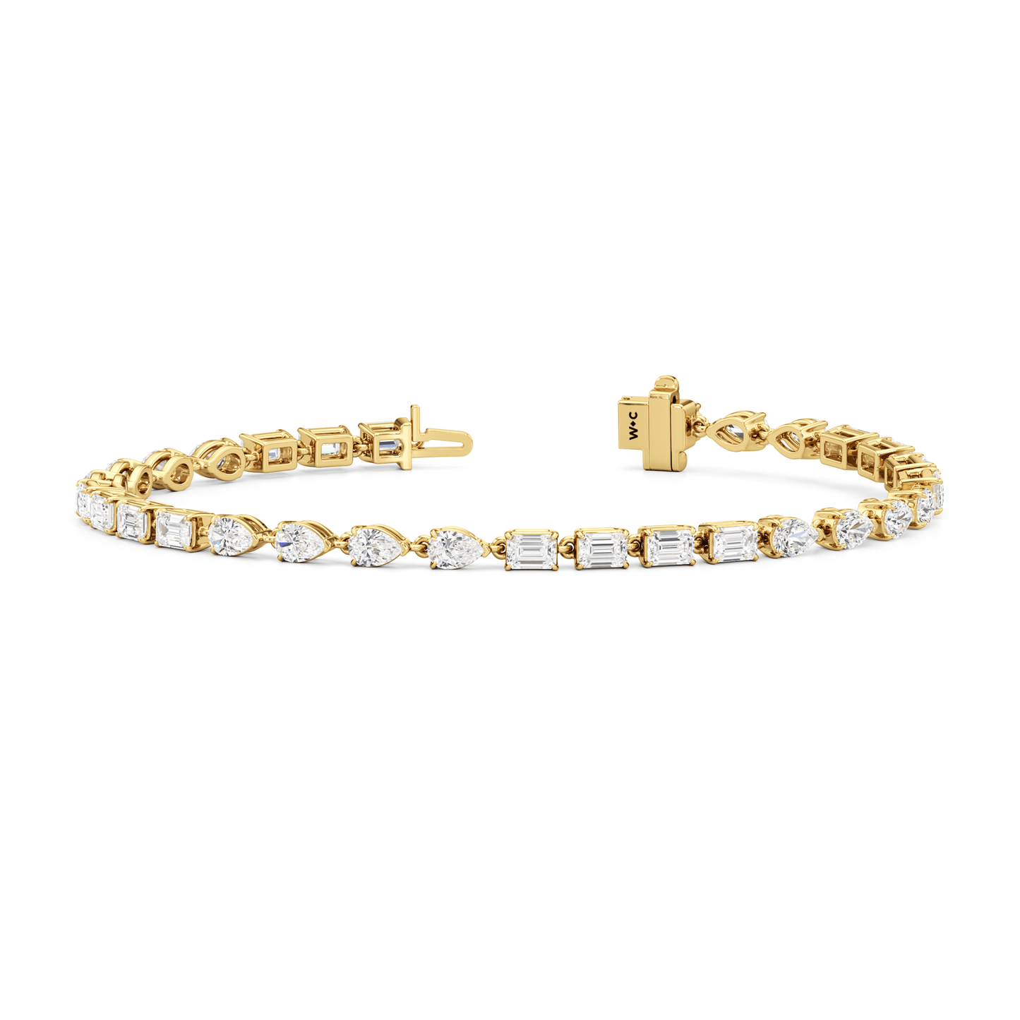 Sequenced Pear and Emerald Tennis Bracelet - Lotus Diamond