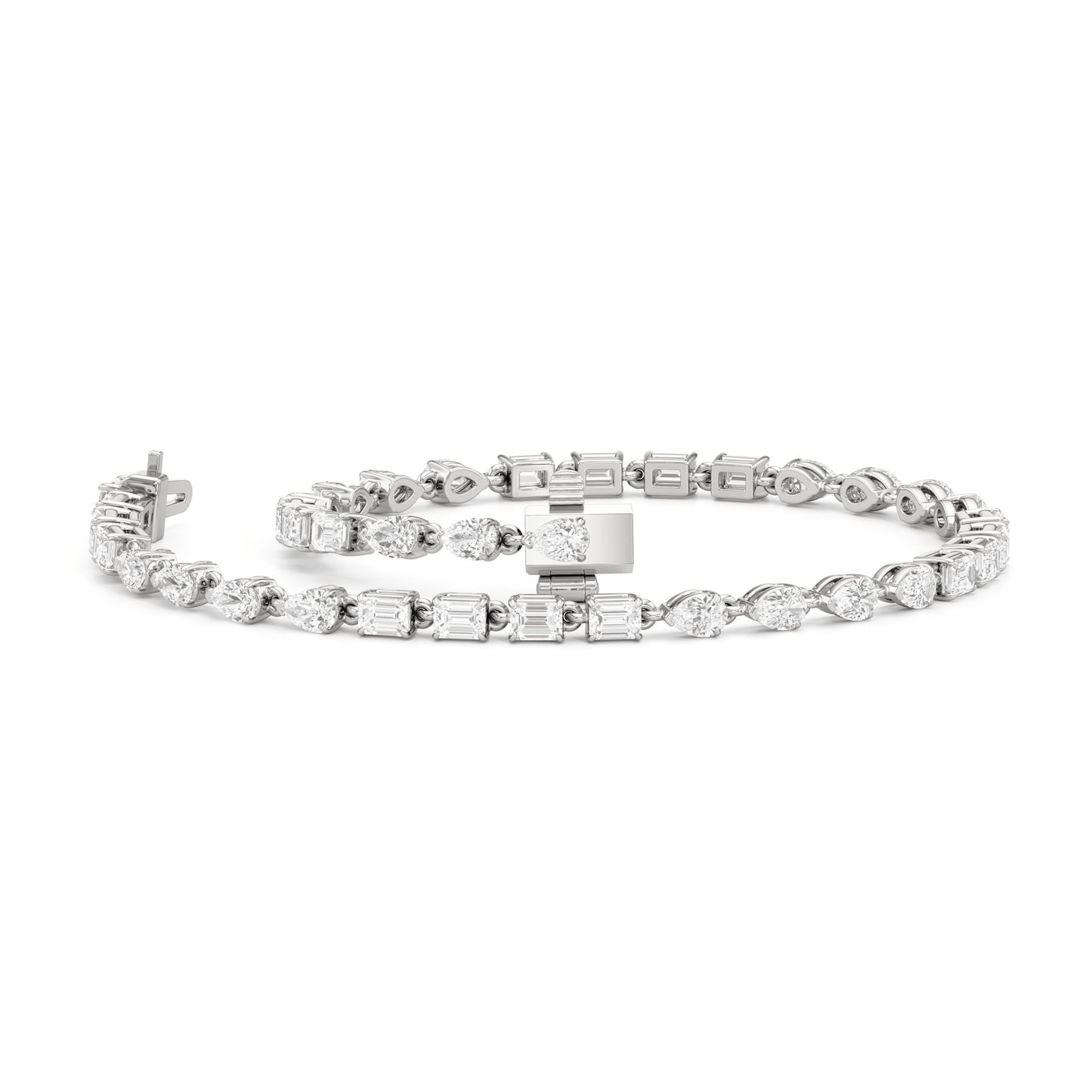 Sequenced Pear and Emerald Tennis Bracelet - Lotus Diamond