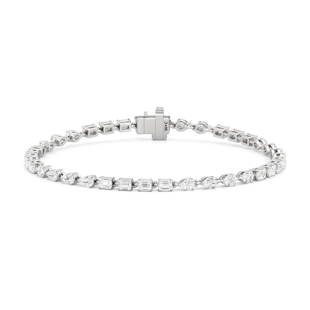 Sequenced Pear and Emerald Tennis Bracelet - Lotus Diamond