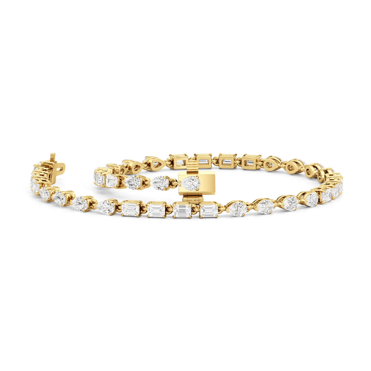 Sequenced Pear and Emerald Tennis Bracelet - Lotus Diamond