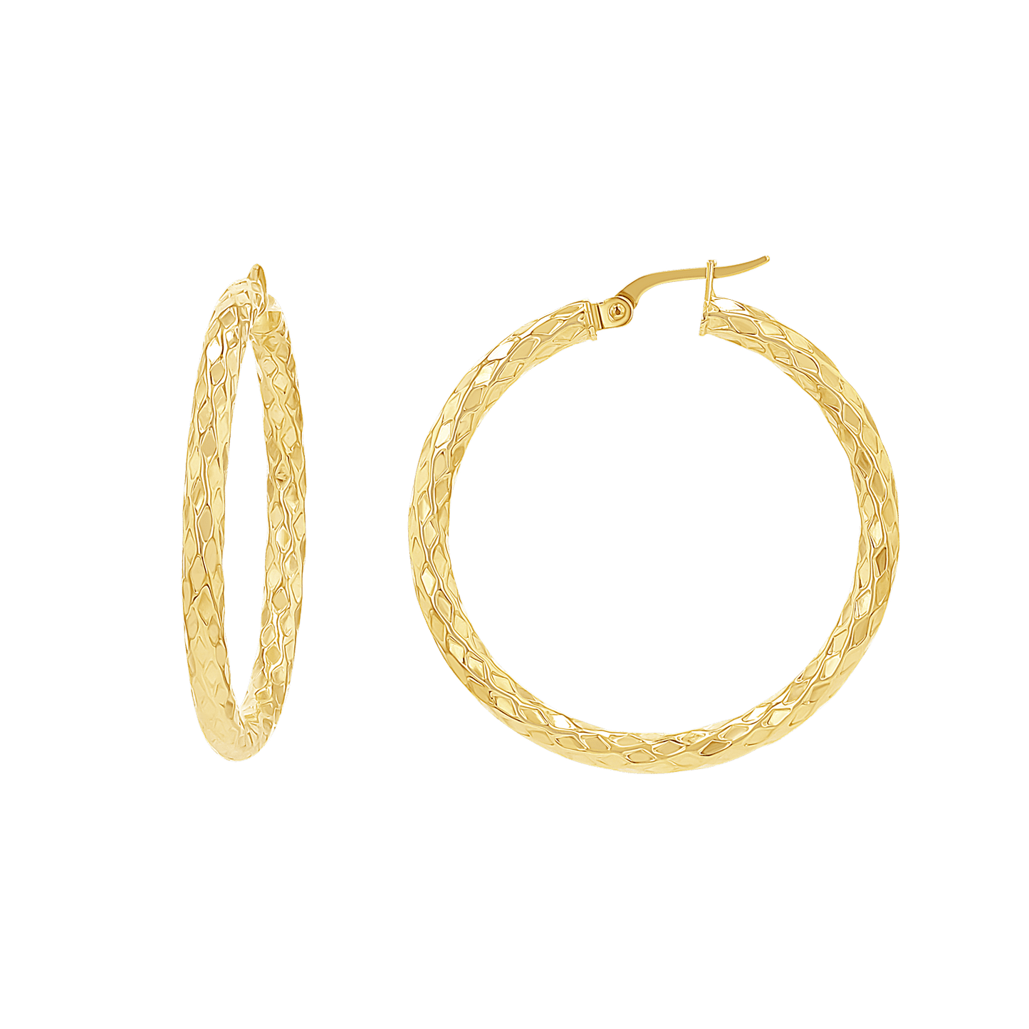 Serpentine Faceted Hoop Earrings - Lotus Diamond