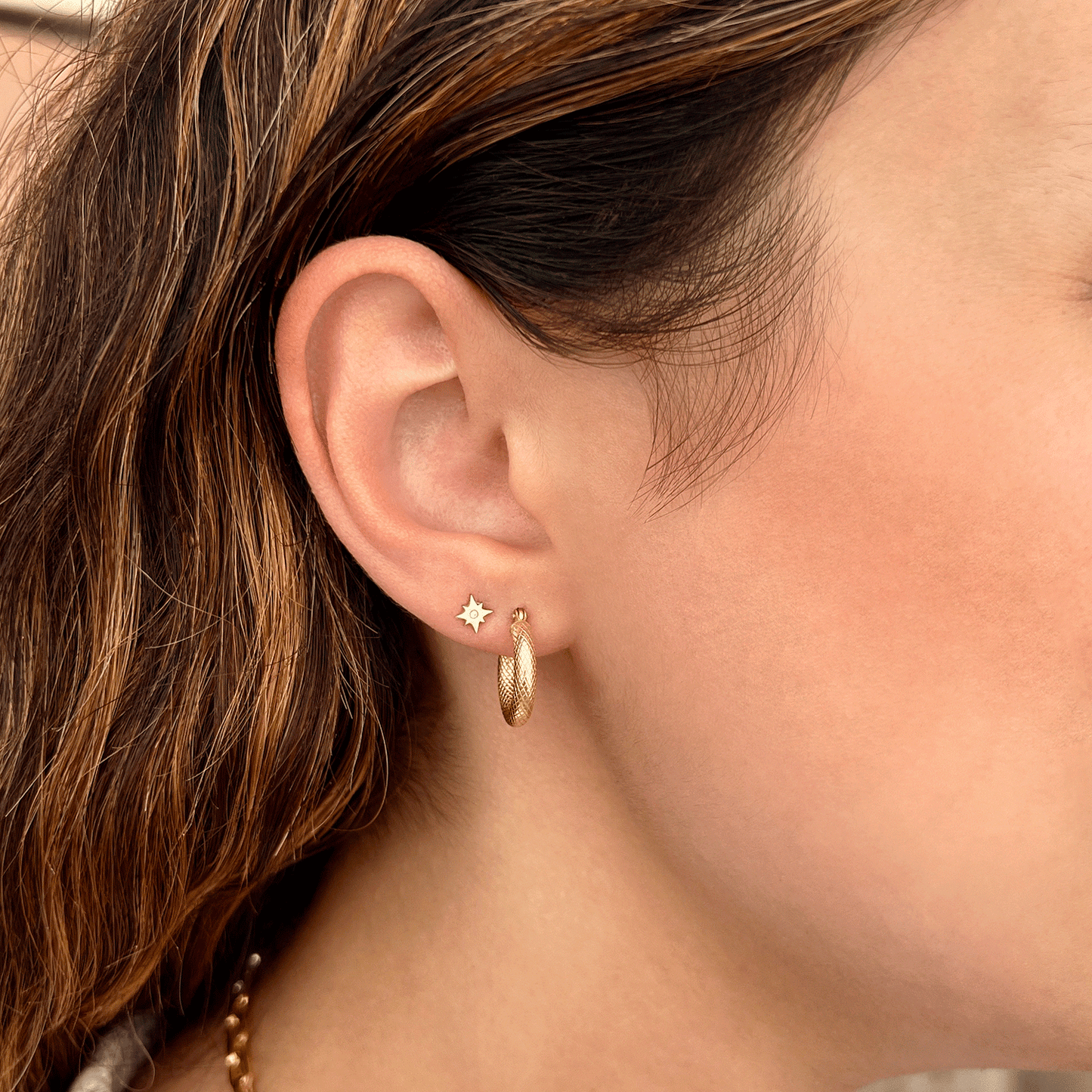 Serpentine Hoop Earrings - Lotus Diamond