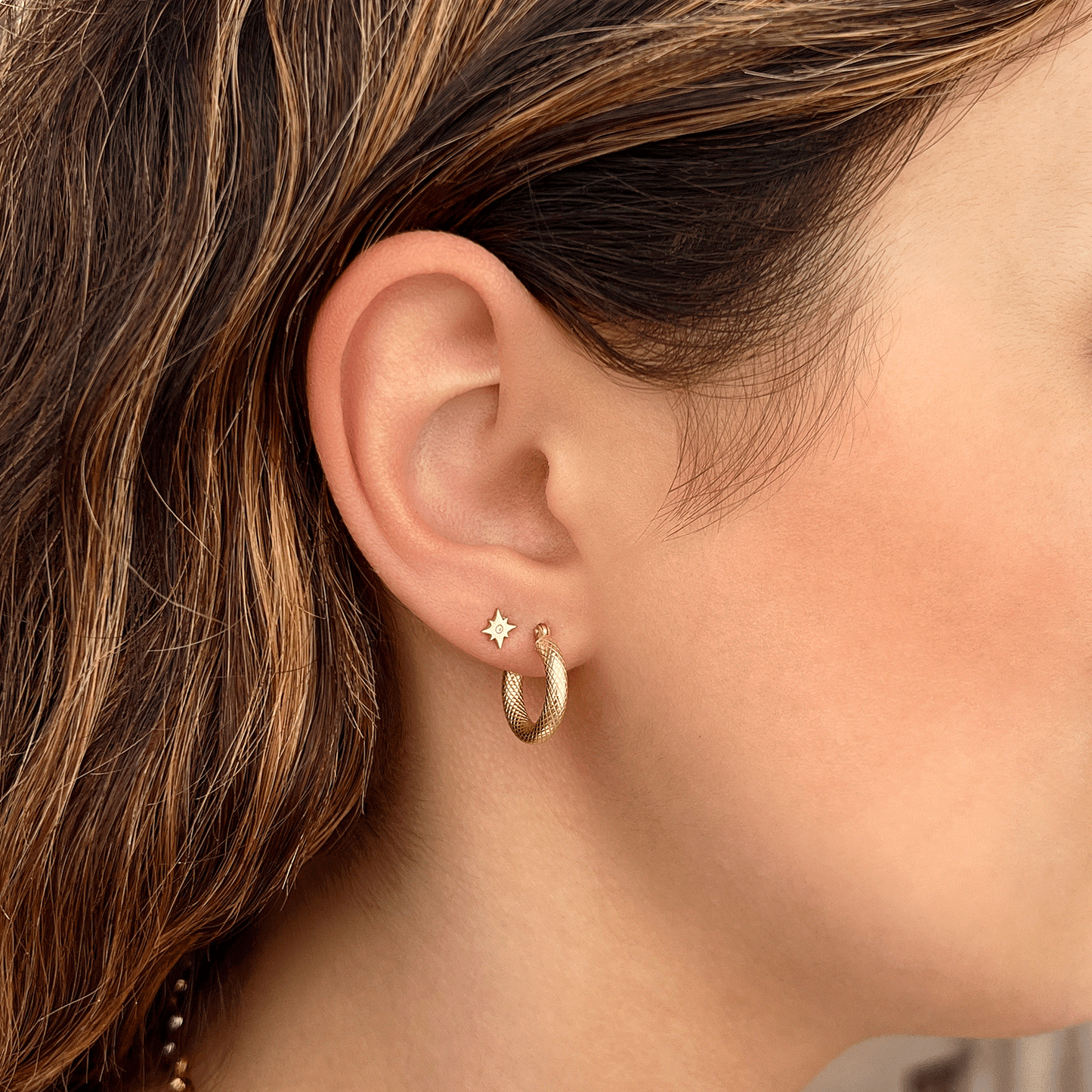 Serpentine Hoop Earrings - Lotus Diamond