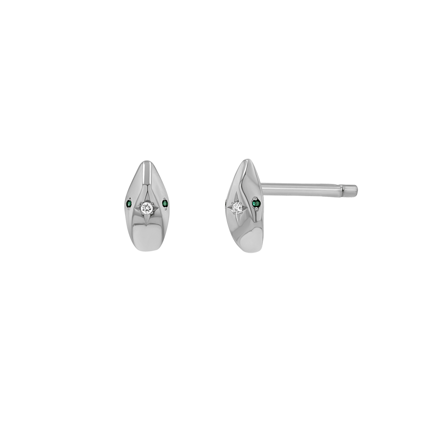 Serpentine Stud Earrings - Lotus Diamond