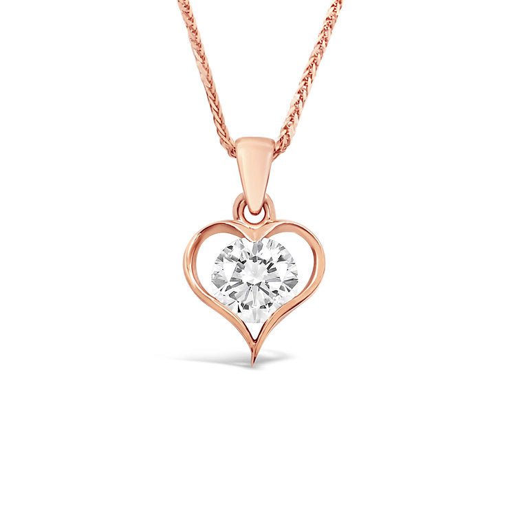 Simple heart - 18K diamond Pendant - Lotus Diamond
