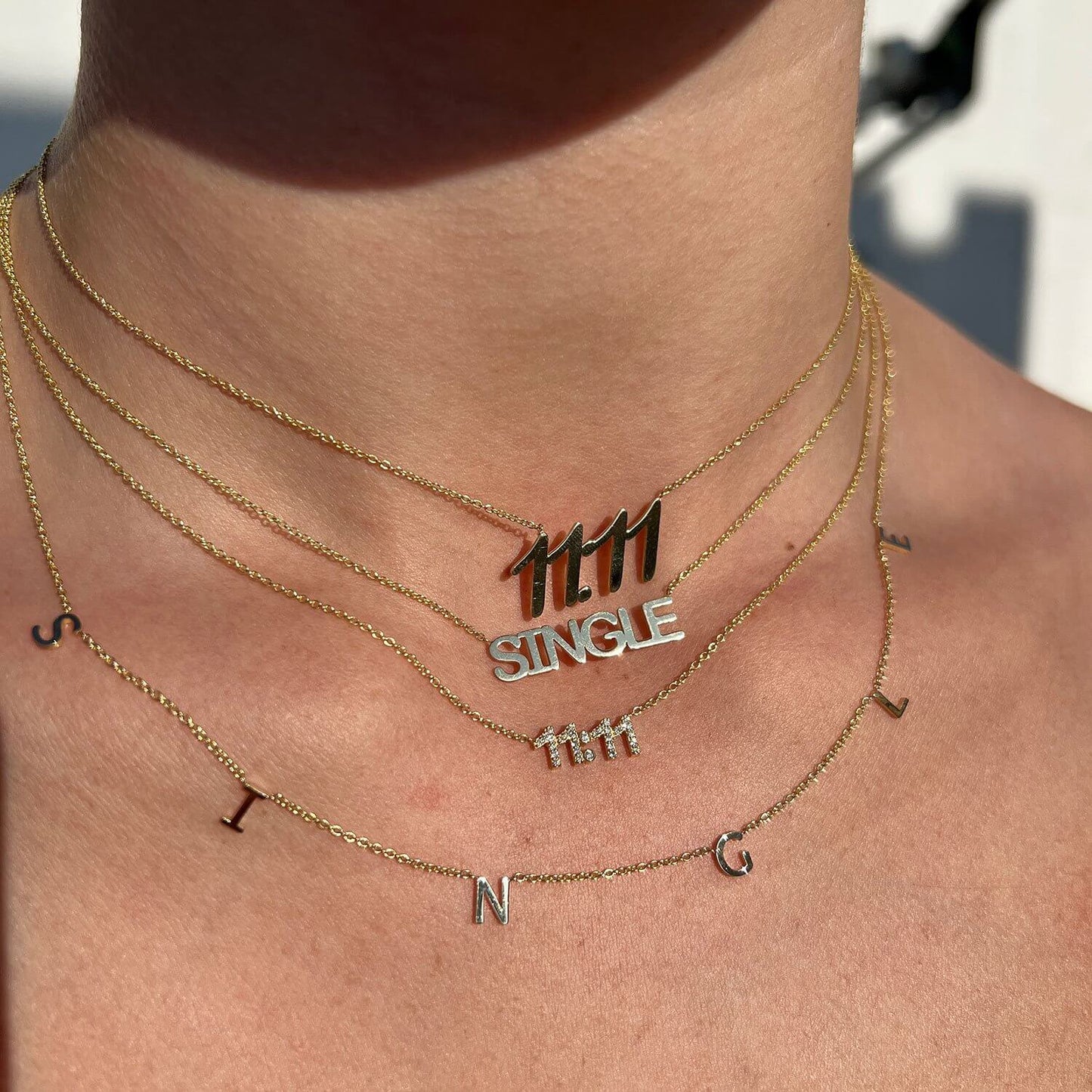 "SINGLE" Spaced Letter Necklace - Lotus Diamond