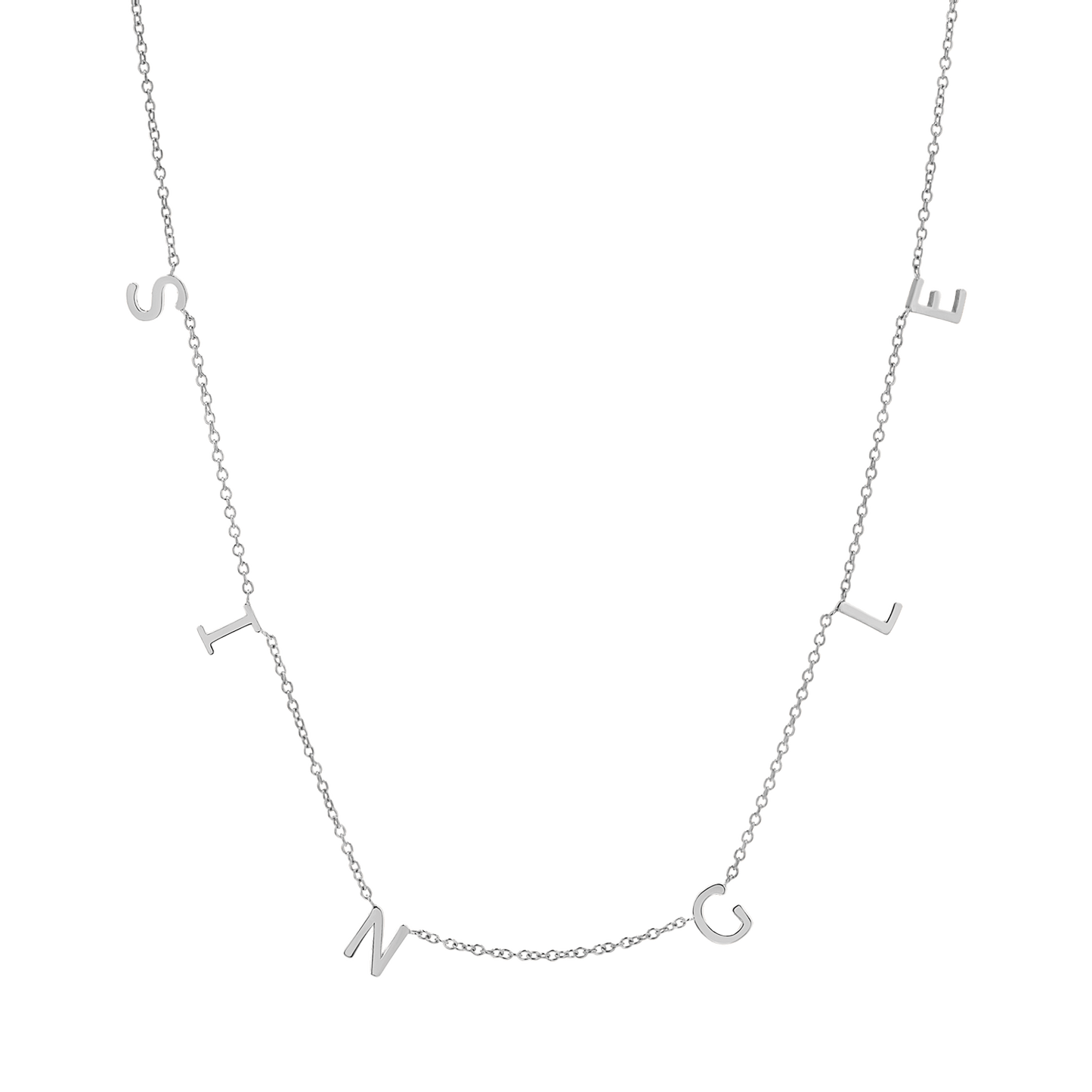 "SINGLE" Spaced Letter Necklace - Lotus Diamond