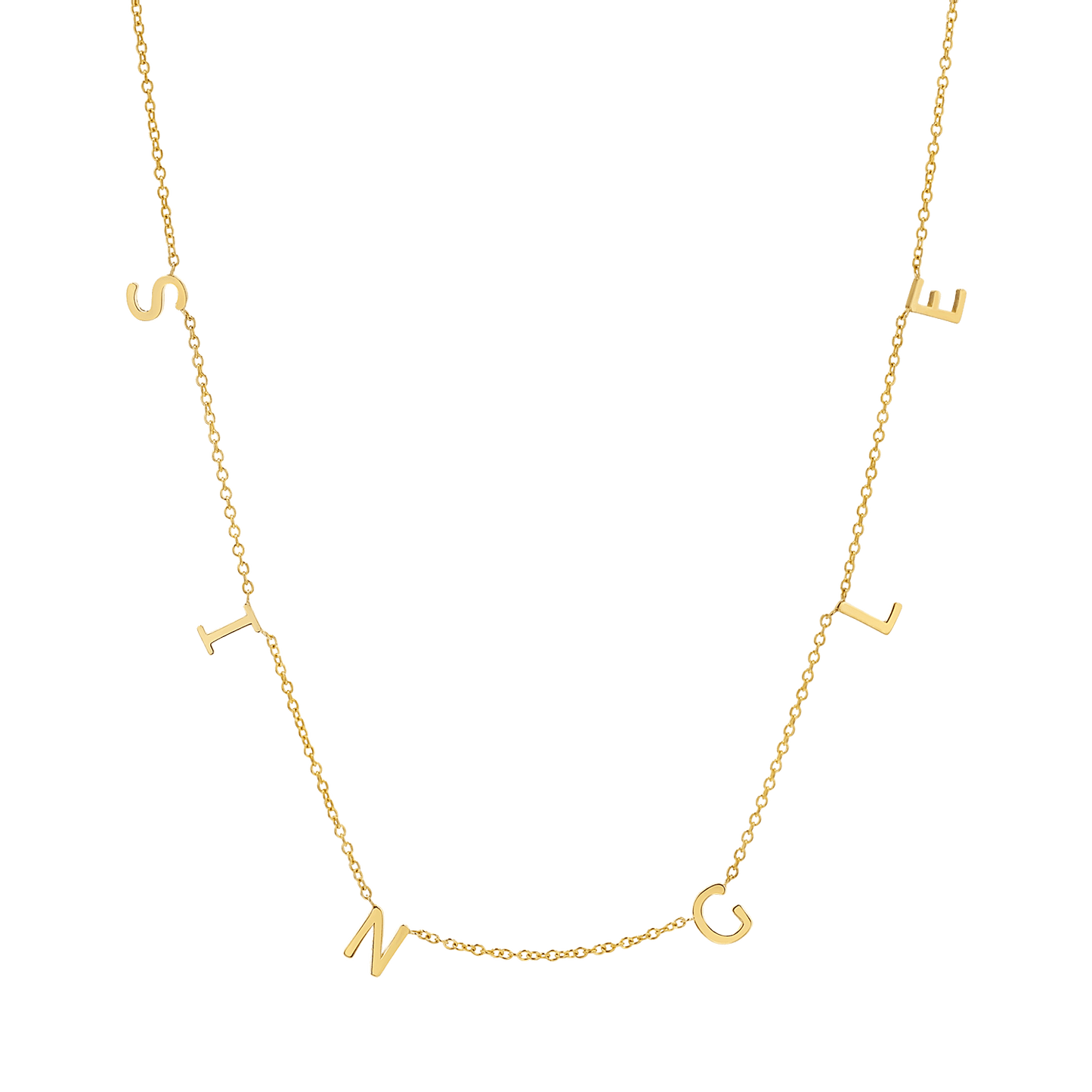 "SINGLE" Spaced Letter Necklace - Lotus Diamond
