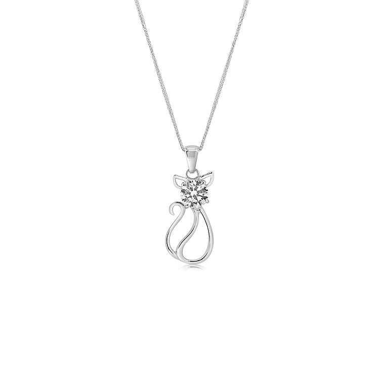 Skeuomorphic cat - shaped 18K diamond Pendant - Lotus Diamond