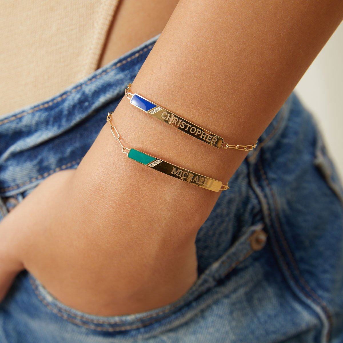 Slash Engravable Bracelet with Diamond Accents - Lotus Diamond