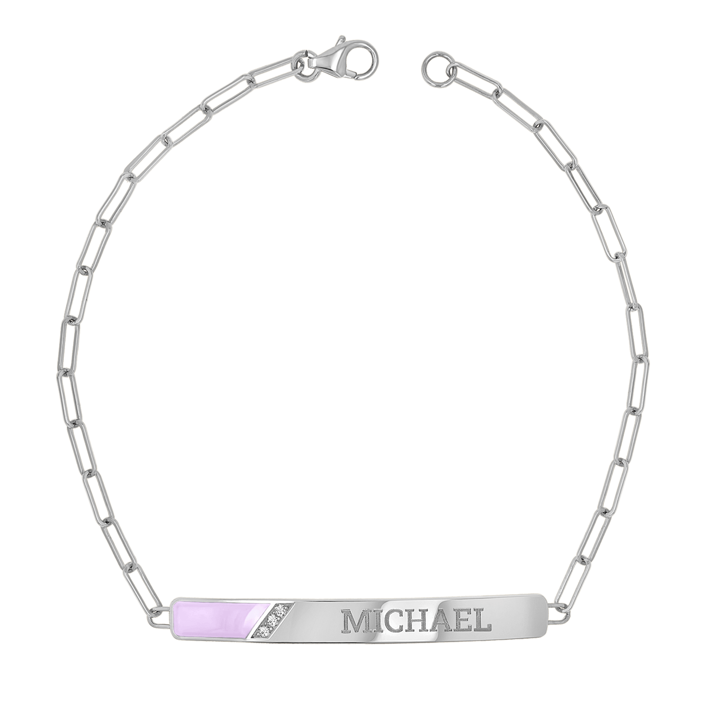 Slash Engravable Bracelet with Diamond Accents - Lotus Diamond