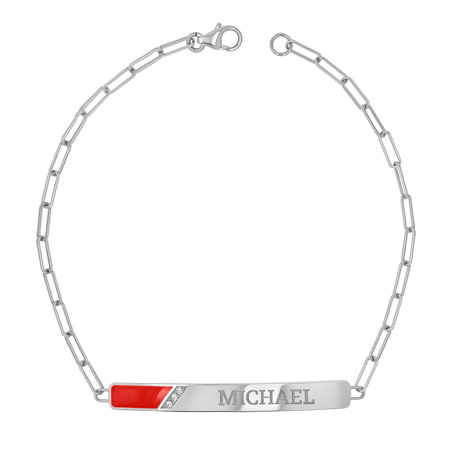 Slash Engravable Bracelet with Diamond Accents - Lotus Diamond