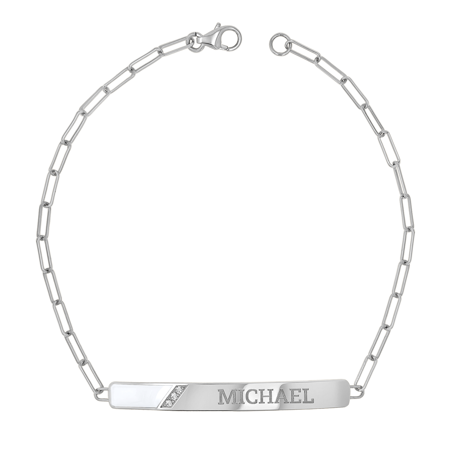 Slash Engravable Bracelet with Diamond Accents - Lotus Diamond