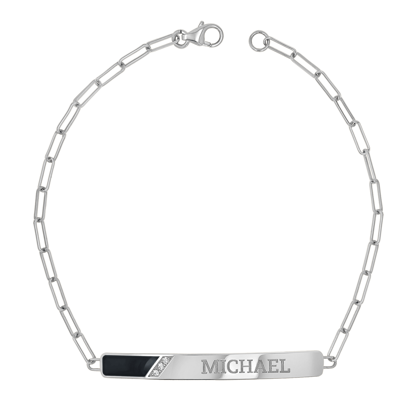 Slash Engravable Bracelet with Diamond Accents - Lotus Diamond