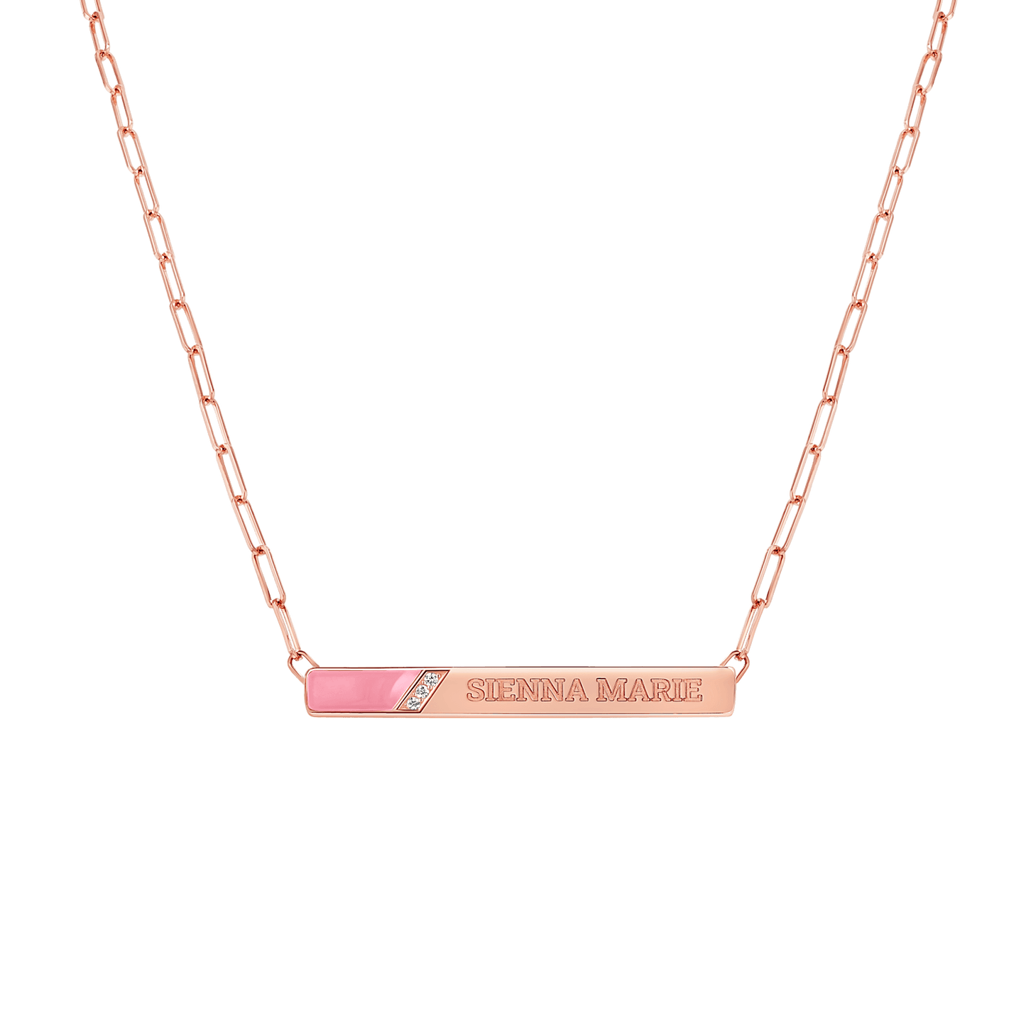Slash Engravable Necklace with Diamond Accents - Lotus Diamond