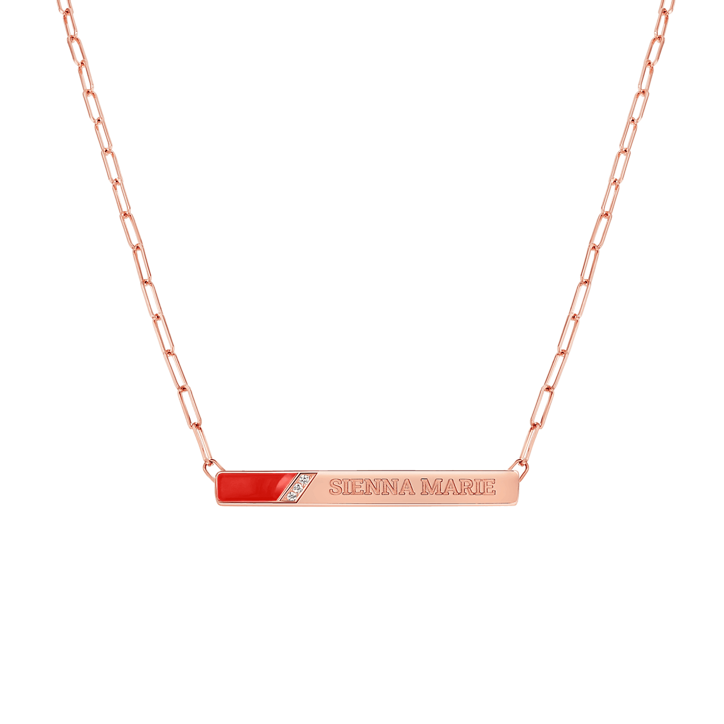 Slash Engravable Necklace with Diamond Accents - Lotus Diamond
