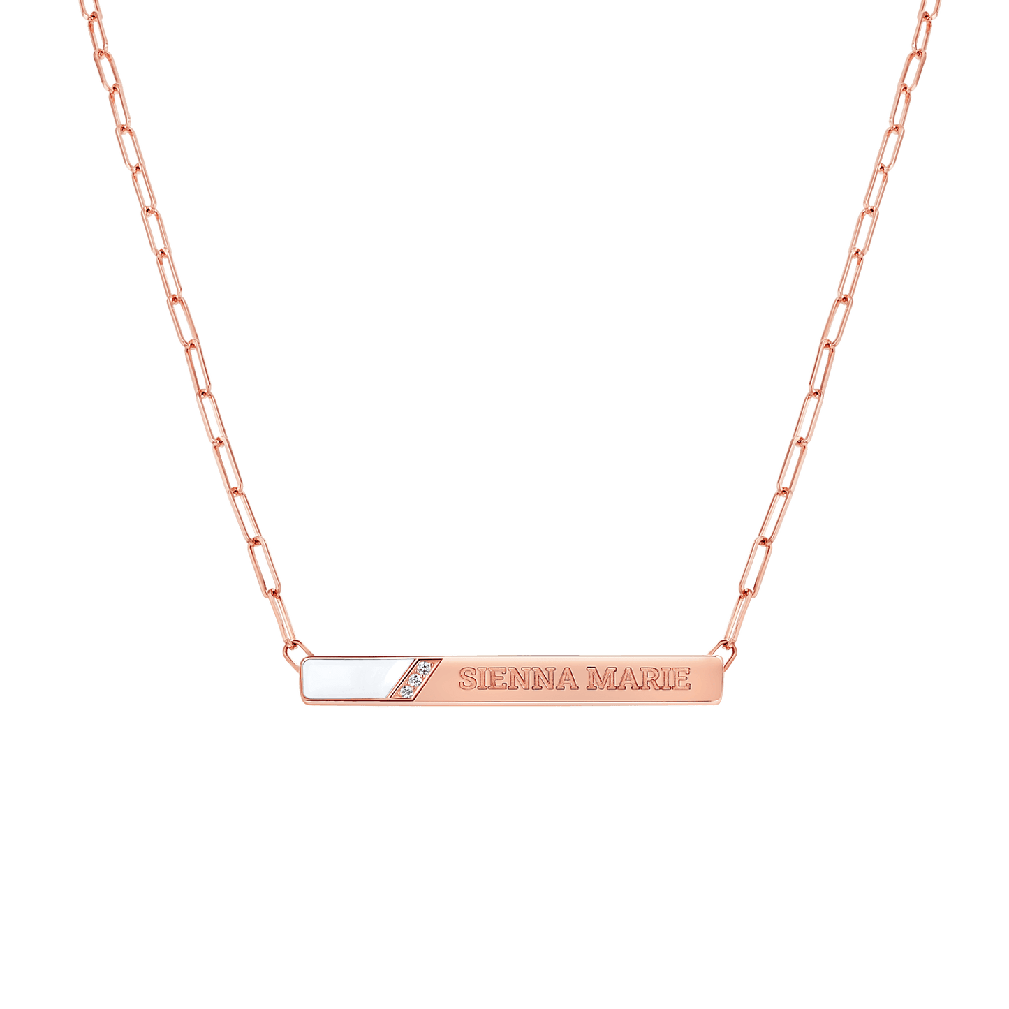 Slash Engravable Necklace with Diamond Accents - Lotus Diamond