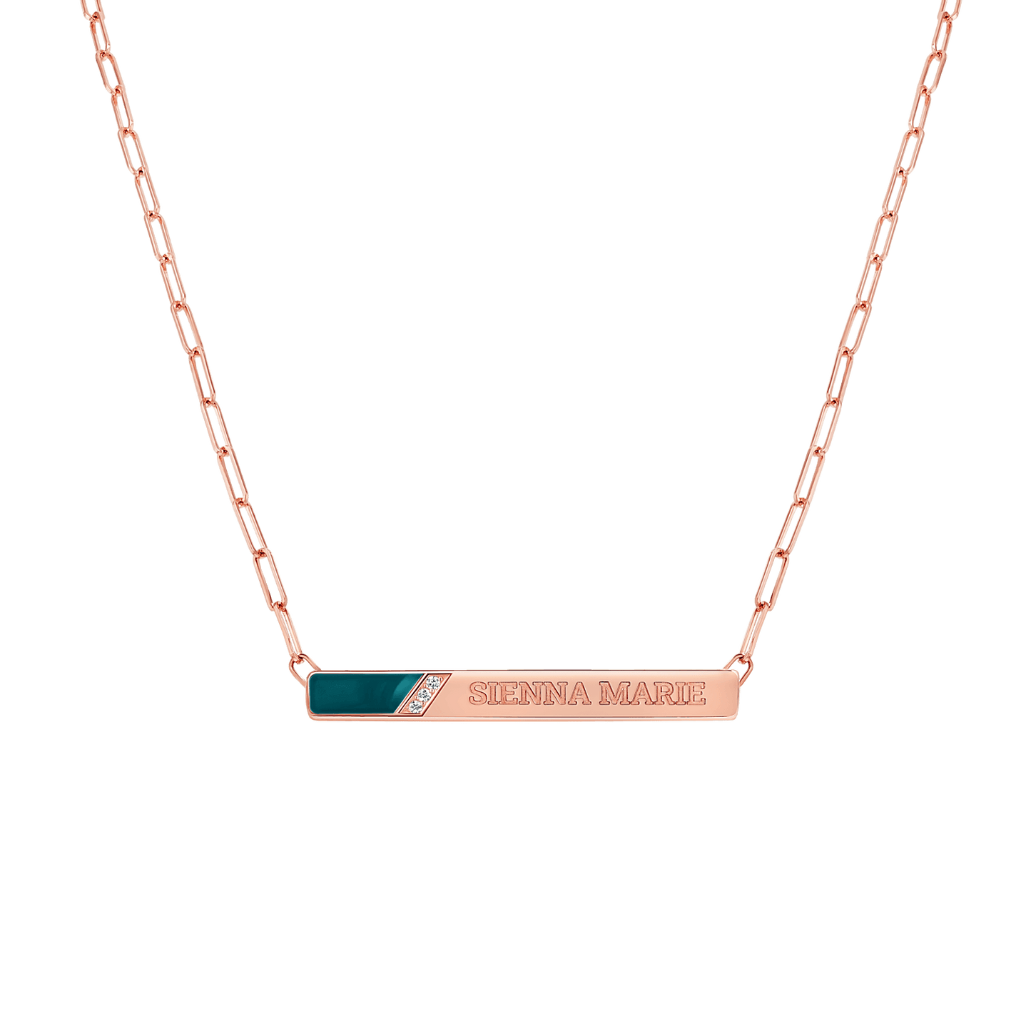 Slash Engravable Necklace with Diamond Accents - Lotus Diamond